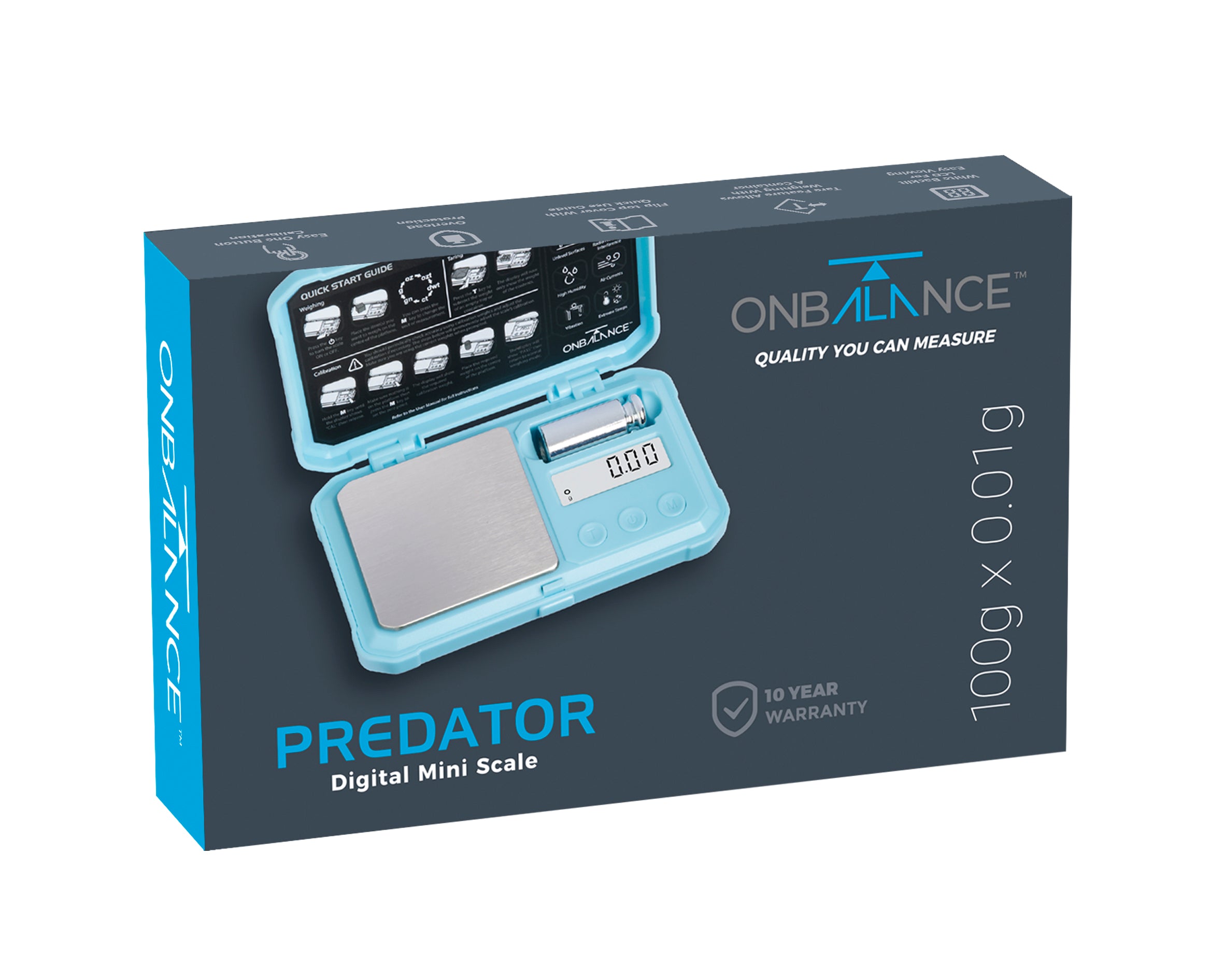 PR-100-BL On Balance PREDATOR Pocket Scale - Blue 100g x 0.01g